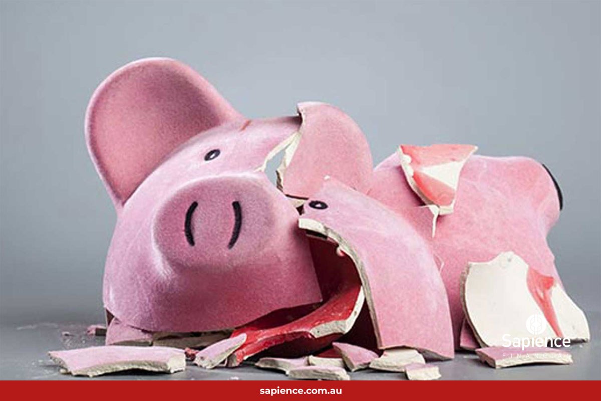 smashed piggy savings bank