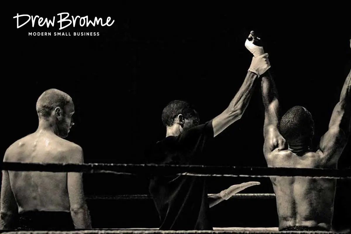 boxers in the boxing ring at the end of the game