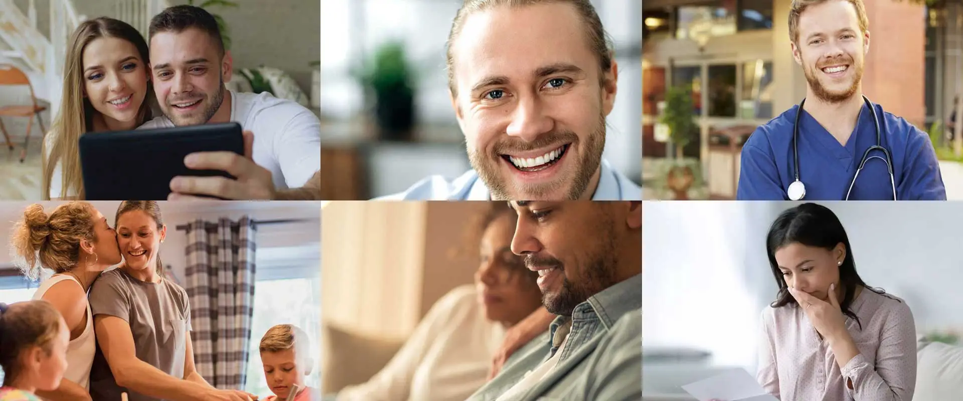 photo montage of premium service customers smiling