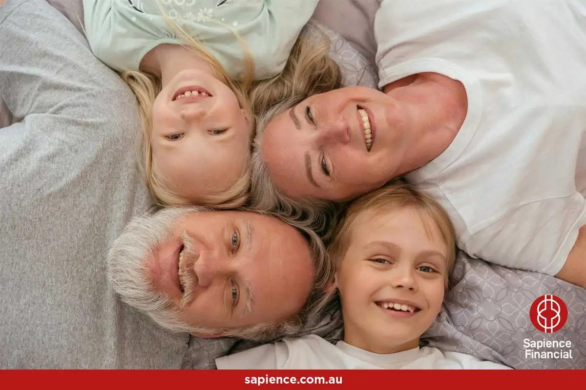 Proud grandparents and their grandchildren