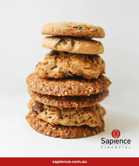 A stand of seven freshly baked homemade cookies