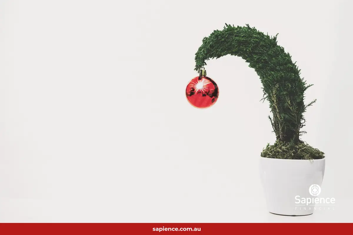 Christmas tree with single ball decoration