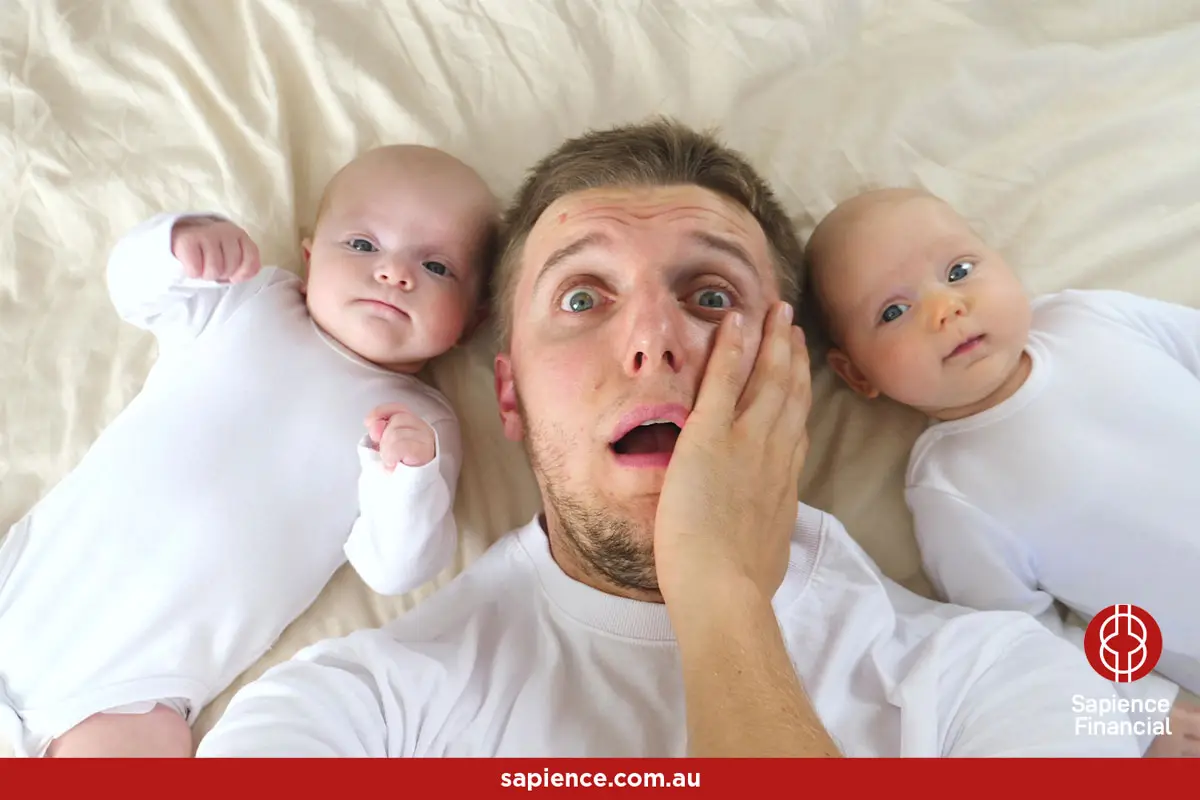 new father shocked by arrival of newborn twins