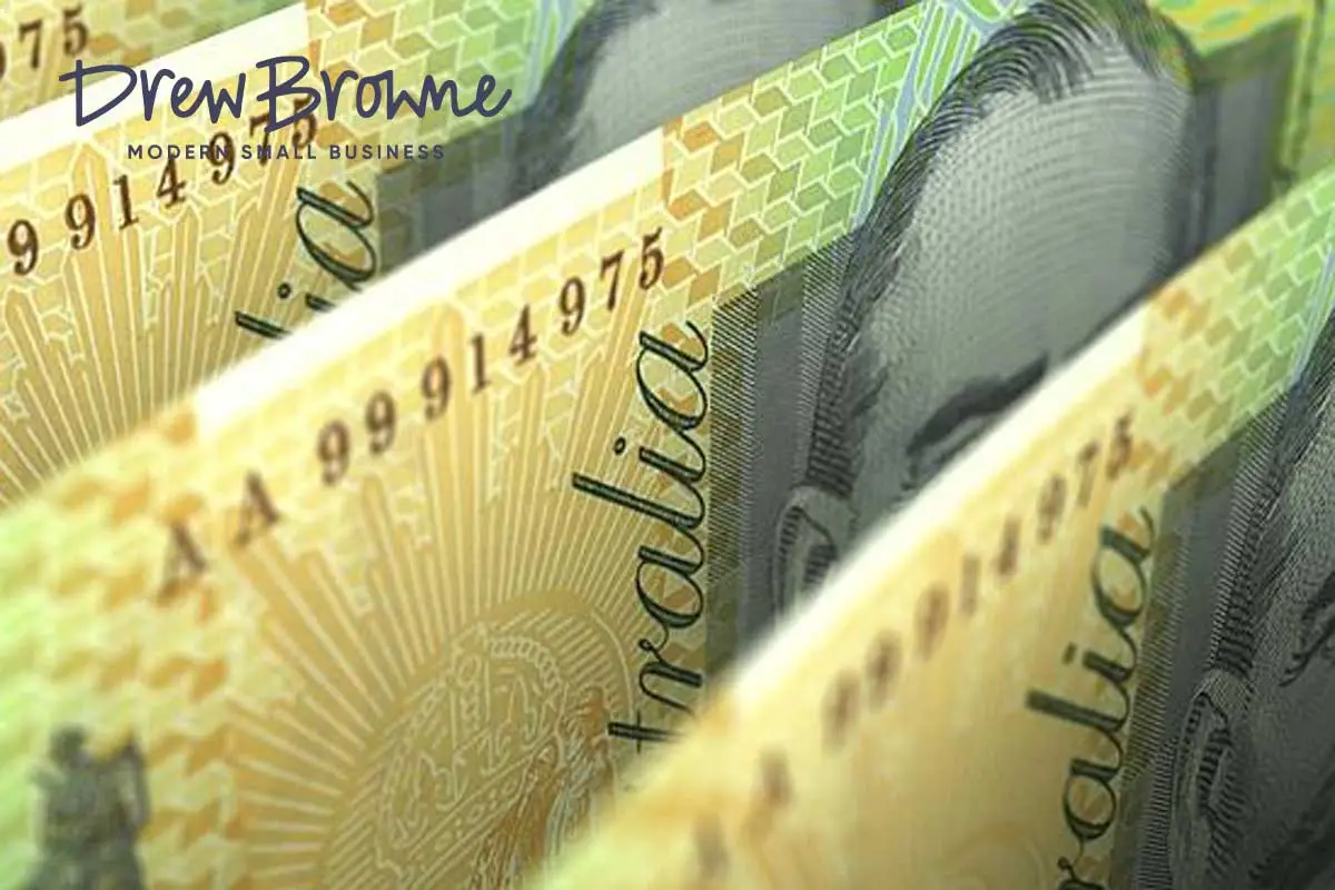 A very close up look into wads of $100 Australian currency notes